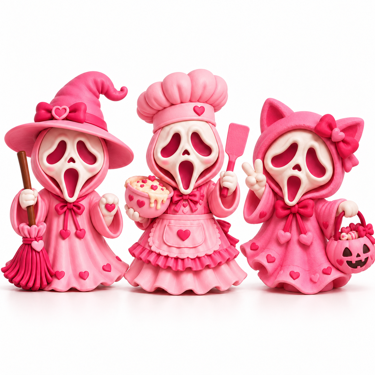 Witch, Chef & Cat Character Trio in Pink — main product